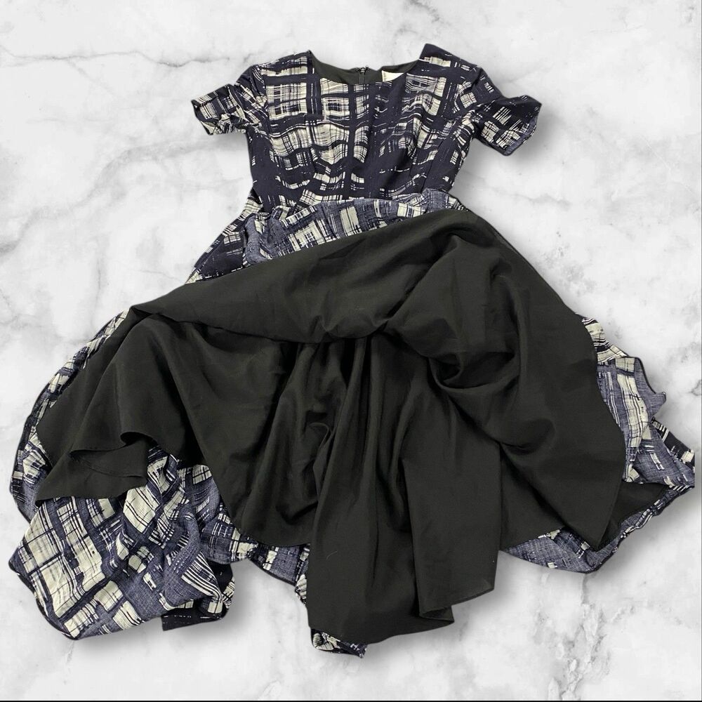 Anthropologie Corey Lynn Calter Painted Plaid Fit and Flare Midi Dress Size  0 - Picture 5 of 16